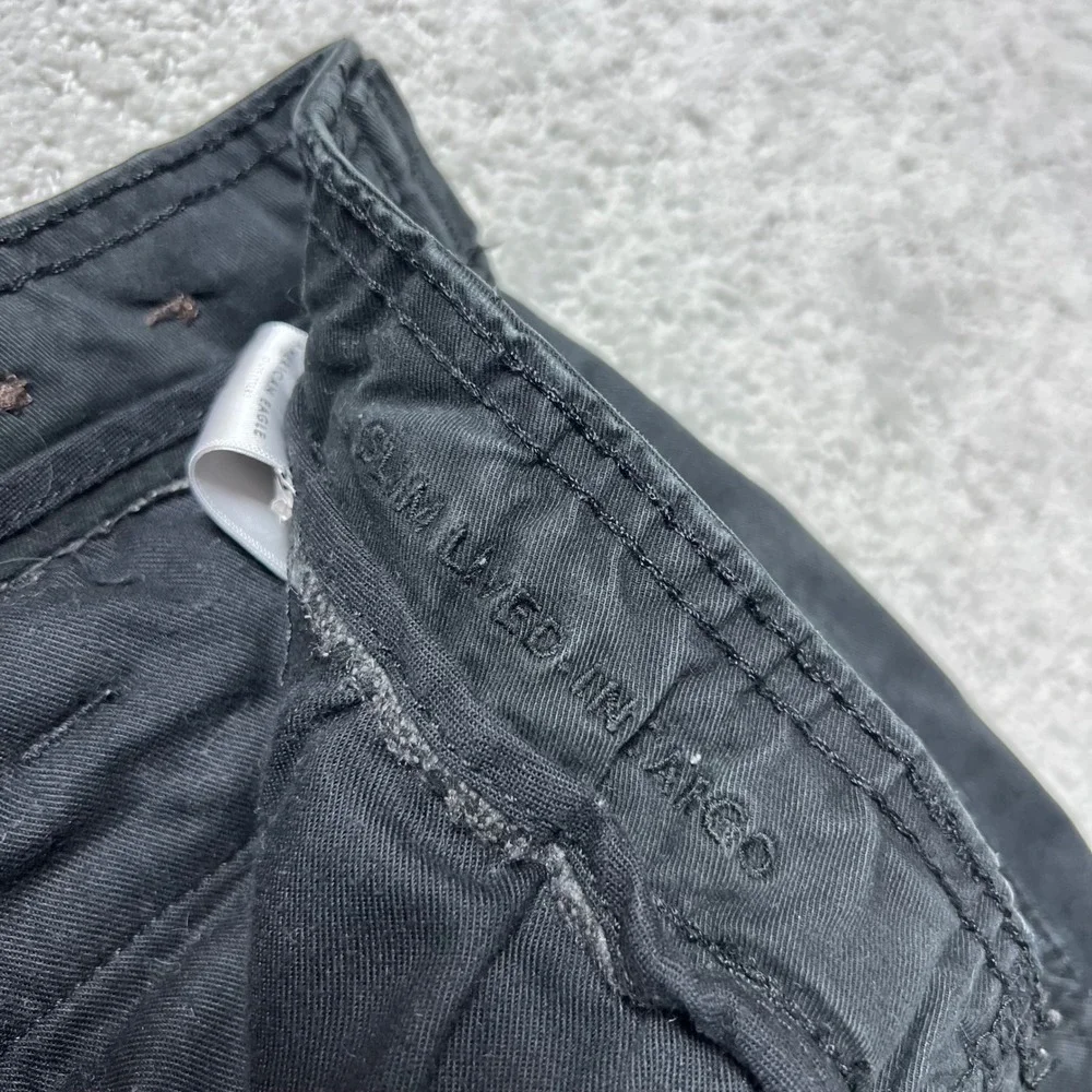American Eagle Slim Lived-In Cargo Pants Mens 33x32 Black Faded Cotton Flex - Picture 6 of 14